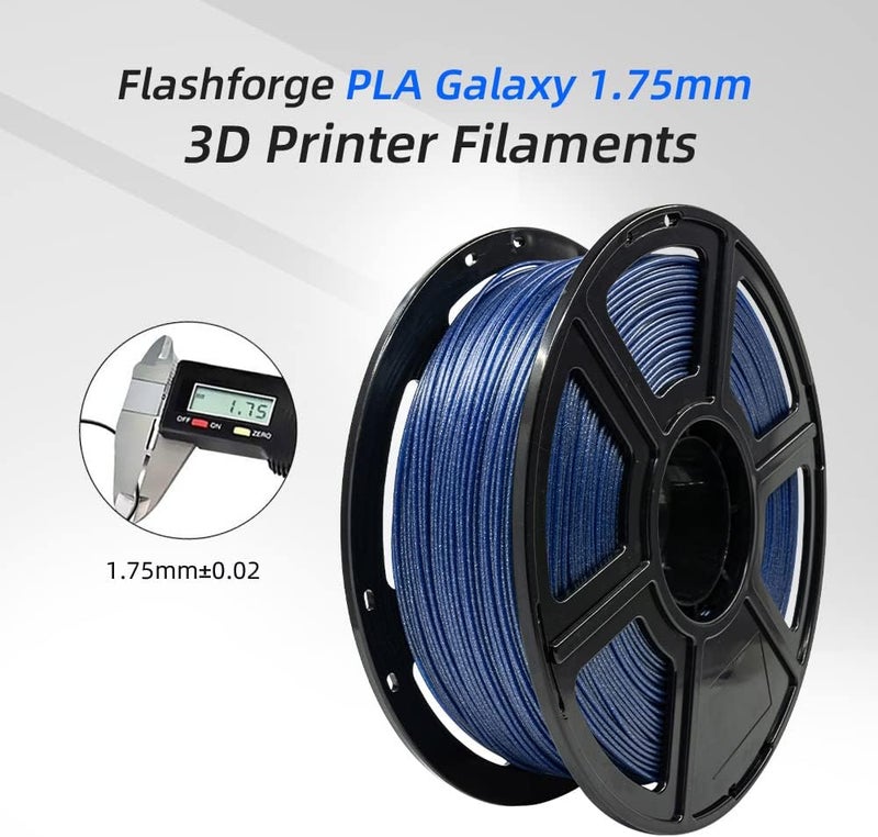 FLASHFORGE PLA Filament 1.75mm Galaxy Blue, 3D Printer Filament with Silver Glitter 1kg (2.2lbs) Spool, Dimensional Accuracy +/- 0.02mm, Shimmering 3D Printing Filament for Unique Finish - Image 2